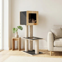 Charger l'image dans la galerie, Noba Arbre à chat Hut Deluxe avec corde Fique de haute qualité - Gris
