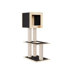 Charger l'image dans la galerie, Noba Arbre à chat Hut Deluxe avec corde Fique de haute qualité - Noir
