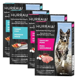 Nourriture Hurraw crue déshydratée pour chien - Combo Poisson-Porc
