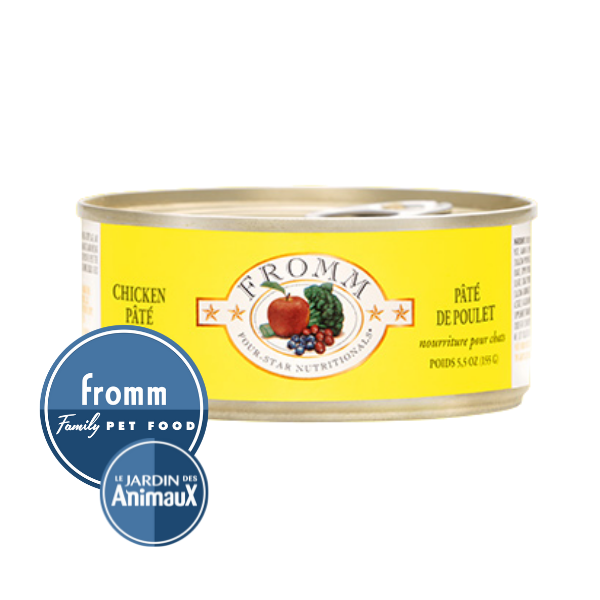 Conserve pour chat Fromm Four Stars- Caisse de 12- Pâté de poulet 5.5oz