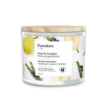 Charger l&#39;image dans la galerie, Purodora Lab Bougie de soya - Neutralisant d&#39;odeurs d&#39;animaux - Poire et genévrier 13 oz
