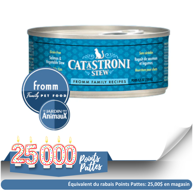 Conserve pour chat Fromm CATaSTRONI- Caisse de 12- Ragoût de saumon et légumes 5.5oz