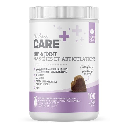 Suppléments Nutrience Care pour chiens - Hanches et articulations - 100 bouchées tendres 400 gr