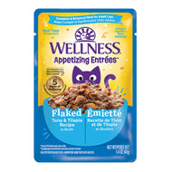 Wellness Appetizing Entrées - Nourriture humide pour chat - Recette au thon et tilapia en flocons dans un bouillon émietté - 40 gr