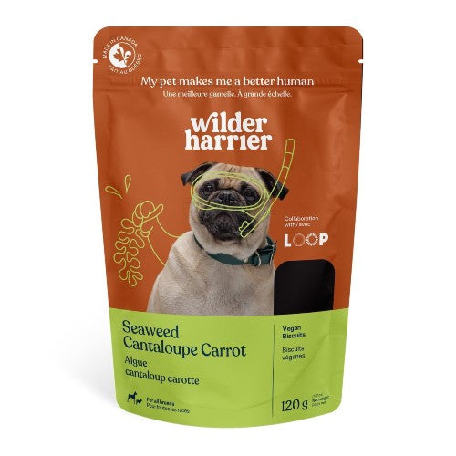 Wilder Harrier Gâteries véganes pour chien - Wakame, cantaloup et carottes 120 gr