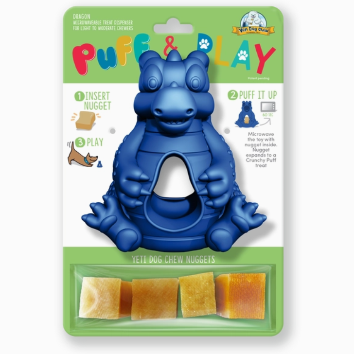 Yeti Puff and PLay - jouet et gâterie au lait de yak - BLEU