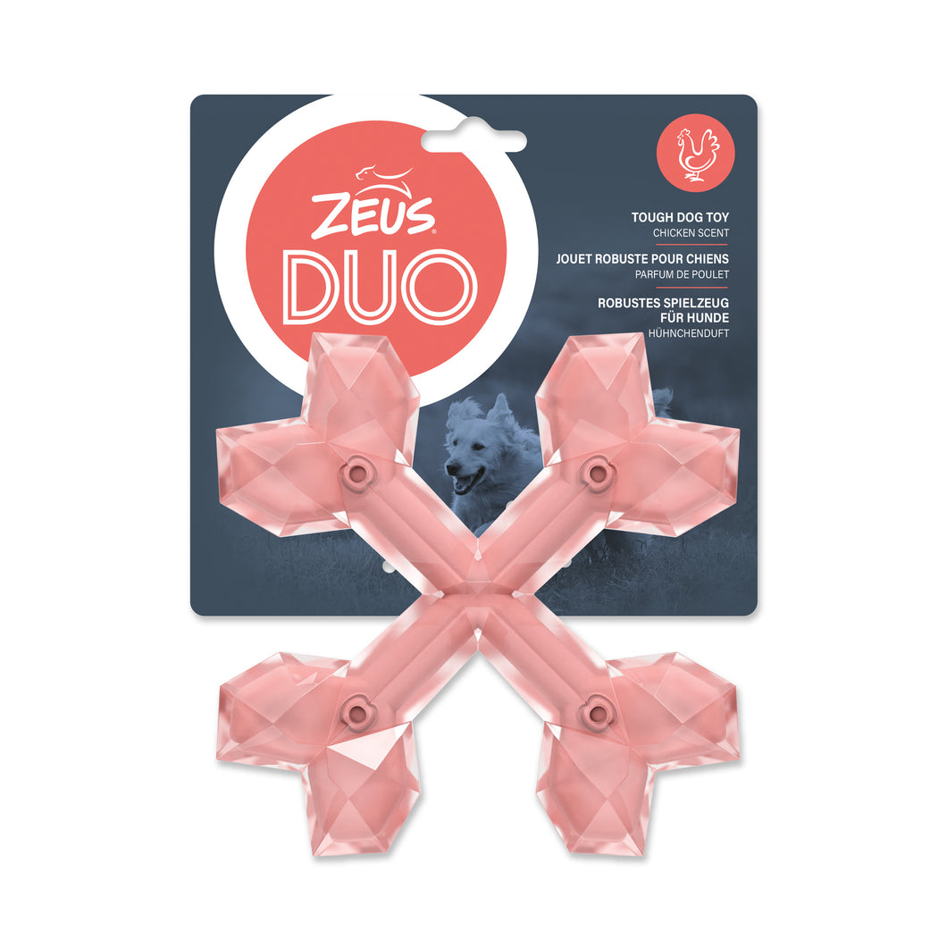 Os croisés Duo Zeus, parfum de poulet, corail, 15 cm (6 po)