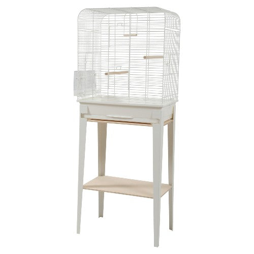 Cage Chic Loft et meuble, grande, blanche, 53,5 x 33,5 x 64 cm