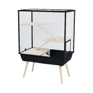 Cage Nevo Royal pour petits animaux, acrylique, base noire, 78 x 48 x 80 cm