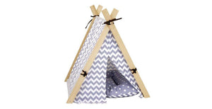 BUD'Z tente style "camping" à chevrons gris et blancs - Boutique Le Jardin Des Animaux -Griffoir, meuble et litBoutique Le Jardin Des AnimauxBZ03756