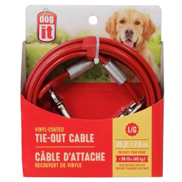 Câble d’attache Dogit pour chiens de grande taille, rouge, 7,6 m (25 pi) - Boutique Le Jardin Des Animaux -Accessoires de prommenadeBoutique Le Jardin Des Animaux71794