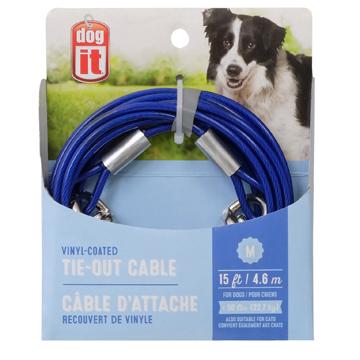 Câble d’attache Dogit pour chiens de taille moyenne, bleu, 4,6 m (15 pi) - Boutique Le Jardin Des Animaux -Accessoires de prommenadeBoutique Le Jardin Des Animaux71792