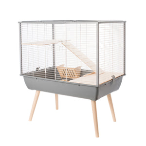 Cage Neo Muki, barreaux larges (15 mm), grise avec grillage blanc, 78 x 48 x 58 cm - Boutique Le Jardin Des Animaux -Habitat pour petit mammifèreBoutique Le Jardin Des AnimauxVP1632