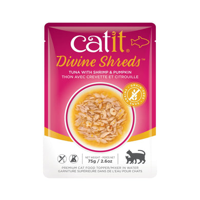 Garniture Divine Shreds pour chats, Thon avec crevette et citrouille, 75 g - Boutique Le Jardin Des Animaux -Gâterie pour chatBoutique Le Jardin Des Animaux44686