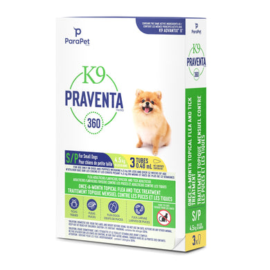 K9 Praventa 360 traitement contre les puces et les tiques pour chiens de petite taille jusqu’à 4,5 kg, 3 ou 6 tubes - Boutique Le Jardin Des Animaux -anti-parasitaire pour chatBoutique Le Jardin Des Animaux73860