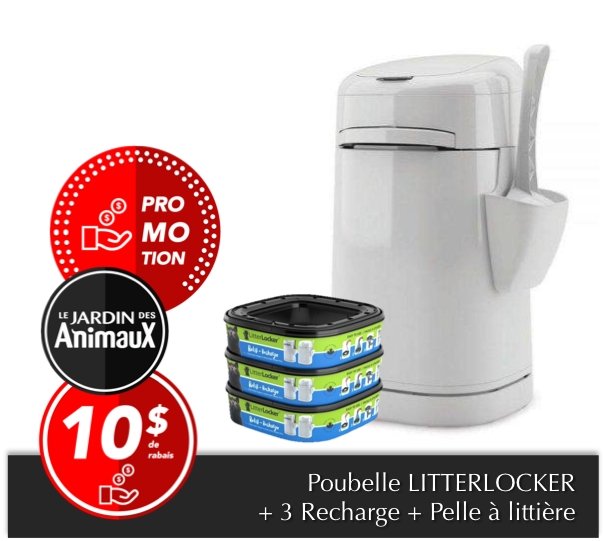 Litter Locker Design Plus poubelle à litière + 3 recharges en plus -  Boutique Le Jardin Des Animaux