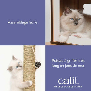 Meuble Double Vesper, arbre à chat - Boutique Le Jardin Des Animaux -Griffoir, meuble et litBoutique Le Jardin Des Animaux52074