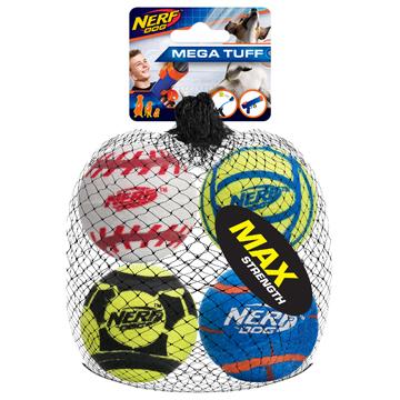 Nerf Dog Balles de sport ultrarésistantes moyennes, paquet de 4
