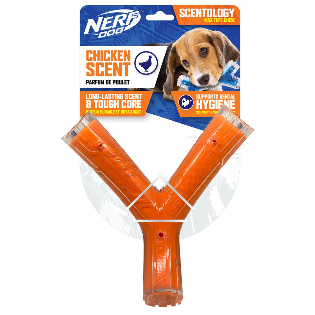 Os du bonheur Scentology Nerf Dog, parfum de poulet, orange, 21 cm (8,3 po) - Boutique Le Jardin Des Animaux -jouet chienBoutique Le Jardin Des AnimauxVP6948