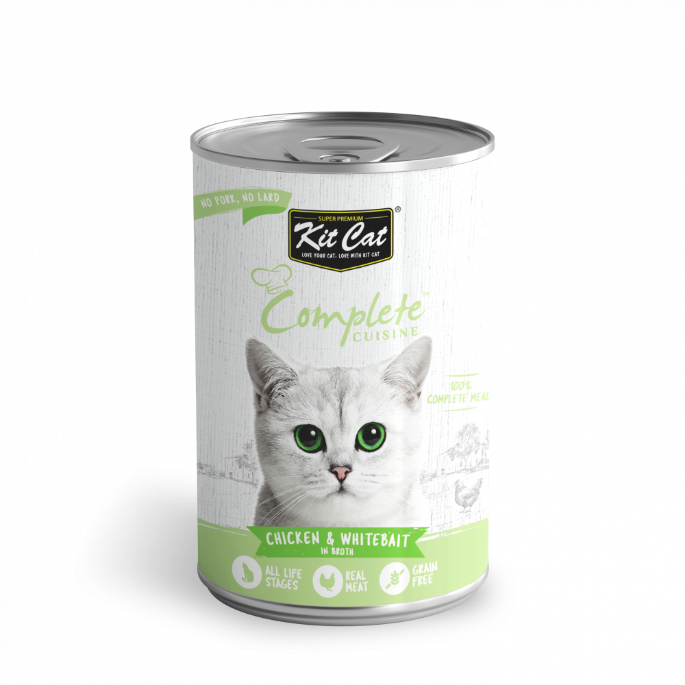 Conserve pour chat Kit Cat - Poulet et blanchailles en bouillon