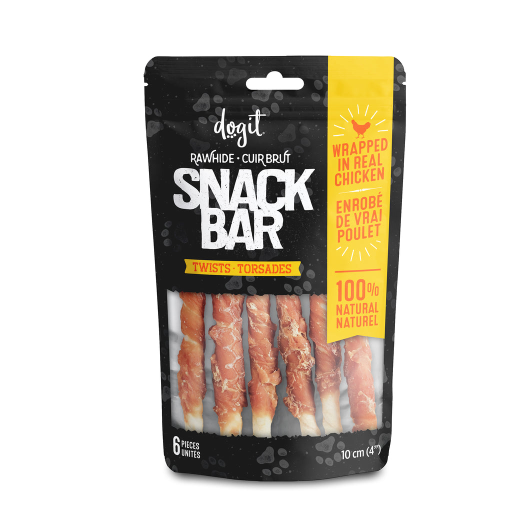 Torsades de cuir brut enrobés de poulet Snack Bar Dogit