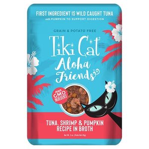Tiki Cat Aloha Friends, sachet pour chat recette thon, crevette et citrouille - Boutique Le Jardin Des Animaux -conserve pour chatBoutique Le Jardin Des Animaux
