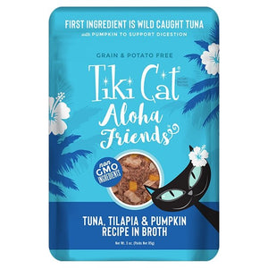 Tiki Cat Aloha Friends, sachet pour chat recette thon, tilapia et citrouille - Boutique Le Jardin Des Animaux -conserve pour chatBoutique Le Jardin Des Animaux