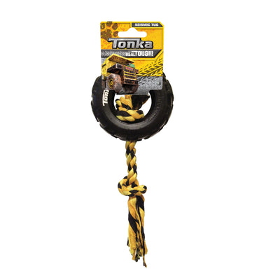 Tonka corde à tirer avec pneu, petite, diam. 9,5 cm (3,8 po) - Boutique Le Jardin Des Animaux -jouet chienBoutique Le Jardin Des AnimauxVP6498