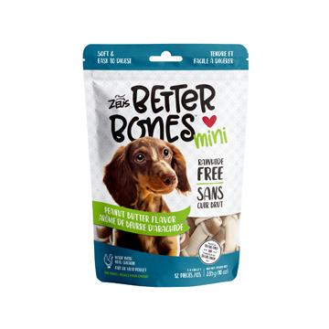 Zeus Better Bones - arôme de beurre d'arachide, mini, paquet de 12 - Boutique Le Jardin Des Animaux -Gâterie pour chienBoutique Le Jardin Des Animaux92746